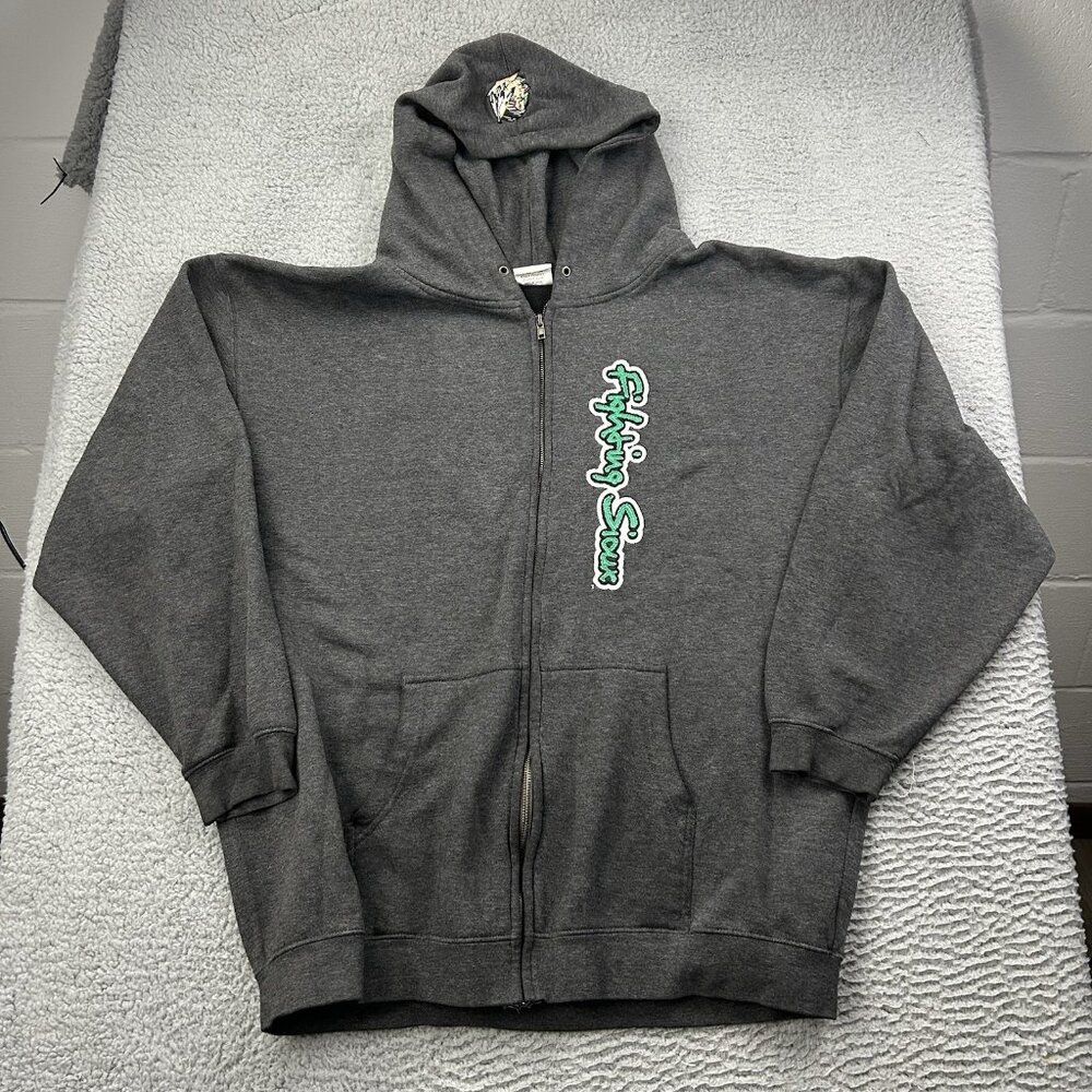 North Dakota Fighting Sioux Full Zip Gray Sweatshirt Size XL UND Hockey
